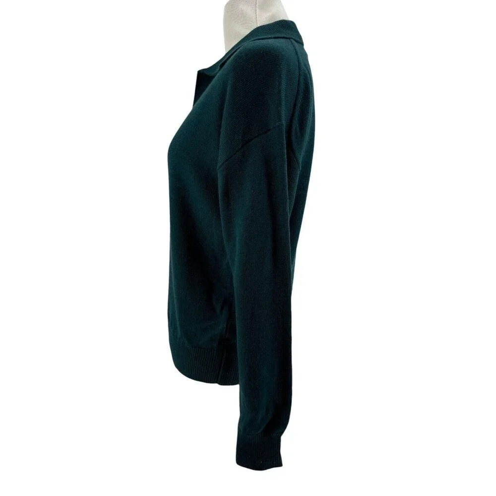 Wilfred Women's Teal Clara Merino Wool Long Sleeve Polo Sweater Size XXS